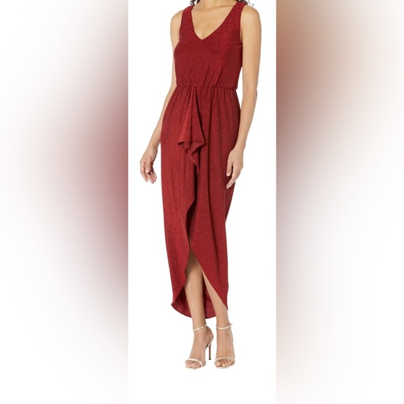 Red Calvin Klein Glitter Knit Runched Dress, NWT! - Picture 7 of 7